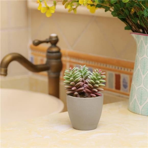 Artificial Plants, 3 Pack Realistic Faux Succulents in Pots with Flowers - Picture 3 of 6